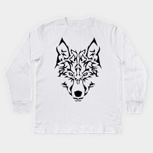 Tribal Wolf Kids Long Sleeve T-Shirt